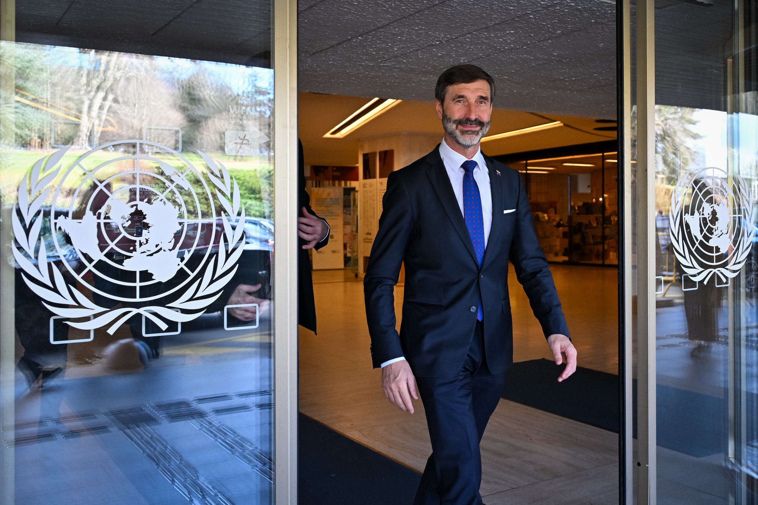 Minister J. Blanár v ženevskom sídle OSN.